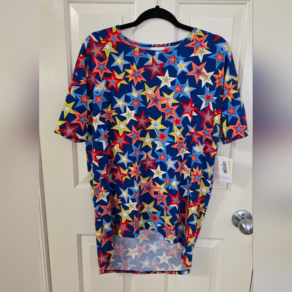 LuLaRoe Irma Tunic Top - Patriotic Stars - Size XXS